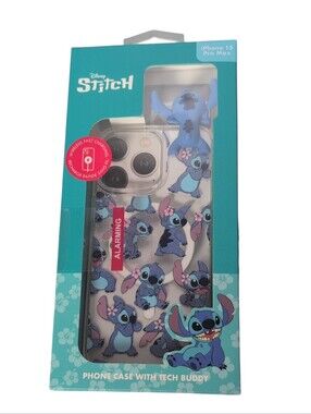 Disney Stitch iPhone 15 Pro Max Phone Case with Tech Buddy